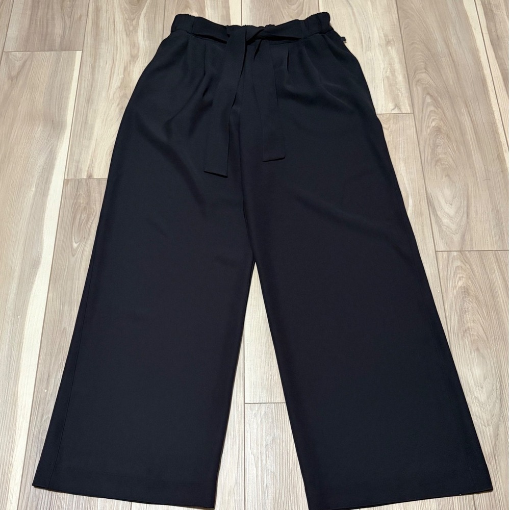 Lululemon Noir Pant Black Wide Leg High Rise Trouser with Tie Belt Size 10